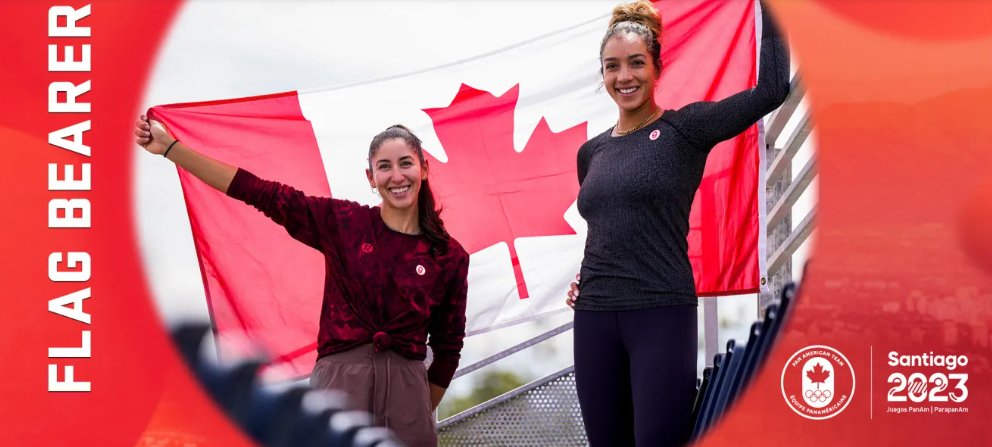 Melissa and Brandie Canada’s Santiago 2023 Opening Ceremony flag bearers