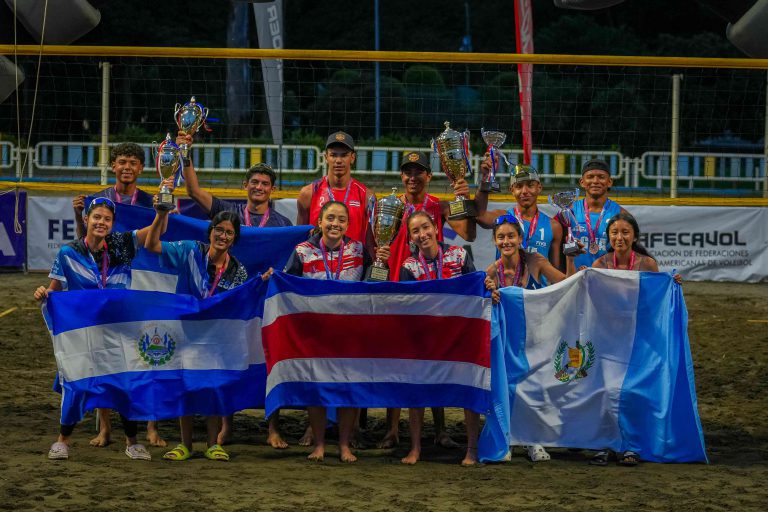 Araya/Stanley and Molina/Vega of Costa Rica Champions of the Third U19 Central American Beach Volleyball Championship