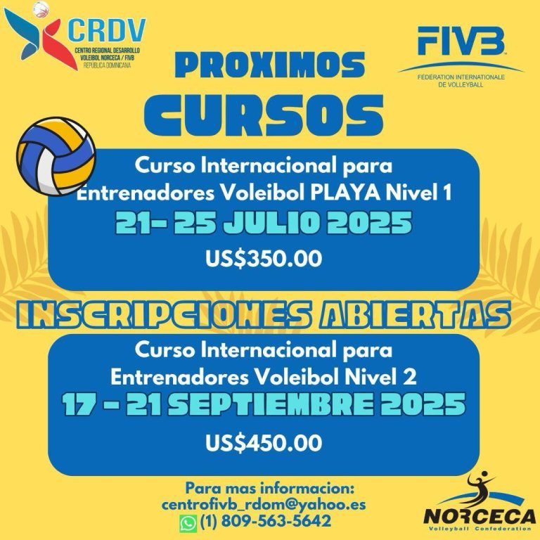 NORCECA-FIVB Regional Development Center Announces Upcoming International Courses in Santo Domingo