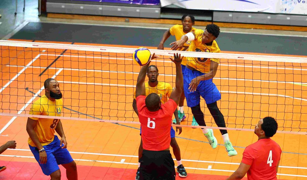 St. Vincent Downs Defending Champions Antigua on Day 2 of ECVA Senior Volleyball Championship